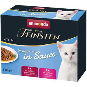 8 x 85 g animonda vom Feinsten Adult Raffinesse in Sauce Kitten gemengd pakket nat kattenvoer