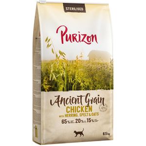 5,5 kg  1 kg gratis! 6,5 kg Purizon Kattenvoer Adult Sterilised Kip met Vis – Ancient Grain