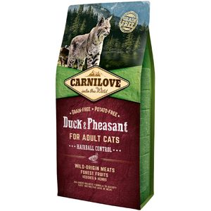 6kg Duck & Pheasant for Adult Cats Hairball Control Carnilove Kattenvoer