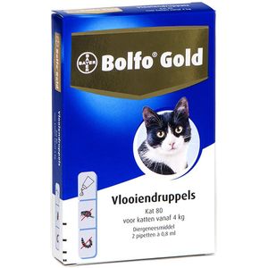 Bolfo Gold 80 voor Katten vanaf 4 kg 2 pipetten