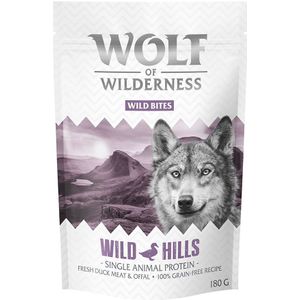 Probeer nu! Wolf of Wilderness Droogvoer, Enkele Blikken & Snacks - Wild Hills - Eend 180 g snack