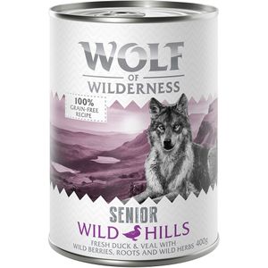 6x400g Senior Wild Hills Eend & Kalf Wolf of Wilderness Hondenvoer