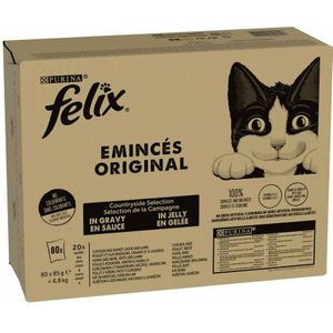Megapack: 80x85g Felix Classic Pouches Proefvariëteit van het platteland Natte Kattenvoer