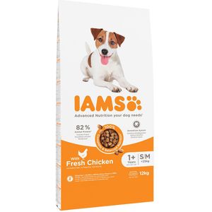 12kg for Vitality Dog Adult Small Medium Kip IAMS Hondenvoer