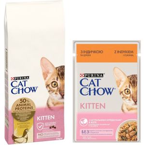 10 / 15 kg PURINA Cat Chow  26 x 85 g bijpassend natvoer gratis! - 15 kg Kitten  Kitten Kalkoen