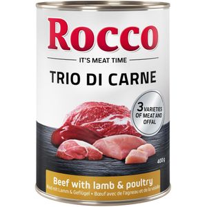 Rocco Classic Trio di Carne - 6 x 400 g Hondenvoer - Rundvlees, Lam en Gevogelte