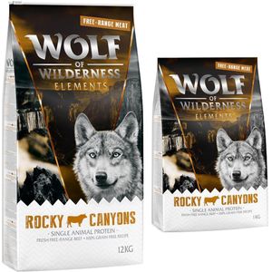 12 2kg Gratis! 14kg Rocky Canyons Scharrelrund Wolf of Wilderness Hondenvoer
