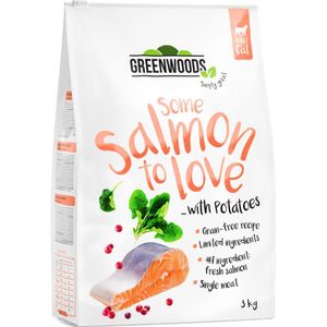 3kg Zalm met Aardappels, Spinazie en Cranberries Greenwoods Kattenvoer