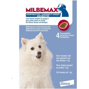 4 stuks voor kleine honden (1-5kg) Milbemax Kauwtabletten