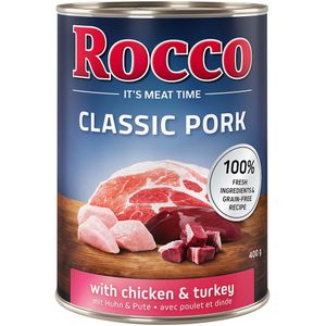Rocco Classic Pork 6 x 400g Hondenvoer Kip & Kalkoen