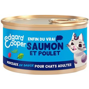 85g Edgard & Cooper Adult Brokken in graanvrije sauce zalm, kip - Kattenvoer