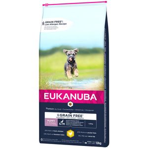 12kg Eukanuba Grain Free Puppy Small / Medium Breed Kip Hondenvoer droog