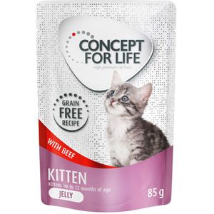 Concept for Life graanvrij 12 x 85 g Kattenvoer voor een probeerprijs! - Kitten Rund in Gelei