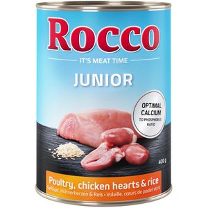 6x400g Junior Kippenhart & Rijst  Calcium Rocco Hondenvoer