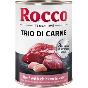 Rocco Classic Trio di Carne - 6 x 400 g Hondenvoer - Rundvlees, Kip & Kalfsvlees