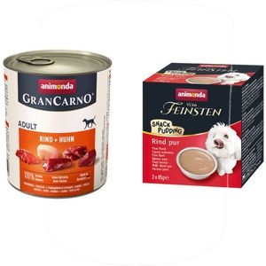 animonda GranCarno 24 x 800g  animonda Pudding gratis! - Rund & Kip (24 x 800 g)  Snack Pudding Rund Puur (3 x 85 g)