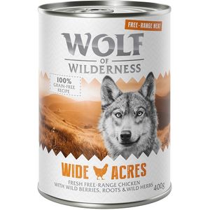 6x400g Scharrelkip Wide Acres Wolf of Wilderness Hondenvoer