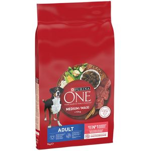 7kg Purina One Medium/Maxi Adult Rind & Reis Hundefutter trocken