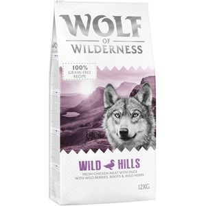 12kg ""Wild Hills"" met Eend Wolf of Wilderness Hondenvoer