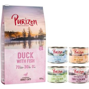 6,5 kg Purizon droogvoer  6 x 200 g Purizon natvoer mix gratis - Adult Ente & Fisch