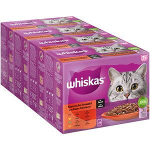 48x85g Senior 7  Klassieke selectie in saus Whiskas Kattenvoer Maaltijdzakjes