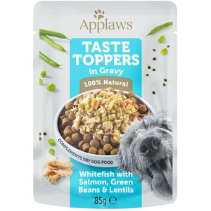 Applaws Taste Toppers in Saus 12 x 85 g Hondenvoer - Witvis, Zalm, Groene Bonen & Linzen