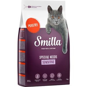 1 kg Smilla droogvoer voor een probeerprijs! - Adult Sensitive Graanvrij met Gevogelte Kattenvoer
