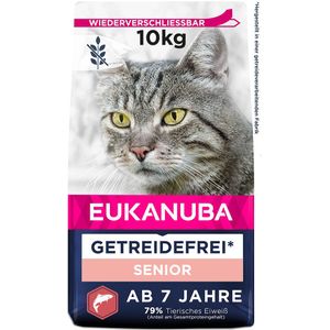 10kg Eukanuba Senior Graanvrij Zalmrijk Droog Kattenvoer