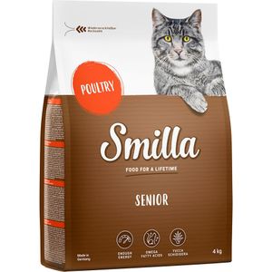 3  1 kg gratis! Smilla Adult Kattenvoer - Senior met Gevogelte (4 kg)