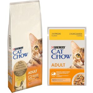10 / 15 kg PURINA Cat Chow  26 x 85 g bijpassend natvoer gratis! - 15 kg Adult Kip  Kip