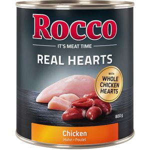 6x800g Real Hearts Kip met hele Kippenharten Rocco Hondenvoer