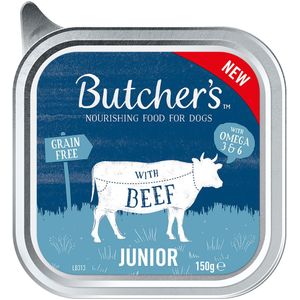 12x 150g Butcher's Original Junior met Rund natvoer voor honden
