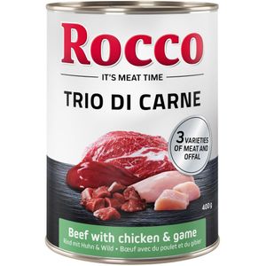 Rocco Classic Trio di Carne - 6 x 400 g Hondenvoer - Rundvlees, Kip & Wild