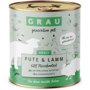 GRAU Smulpotje Graanvij 6 x 800 g Kattenvoer - Kalkoen & Lam