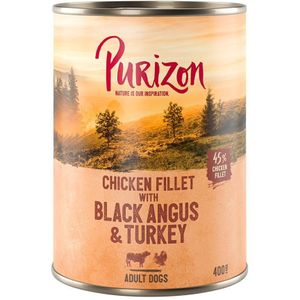 Purizon Enkel Blik 400 g - Kipfilet met Black Angus & Kalkoen, Zoete Aardappel en Cranberry