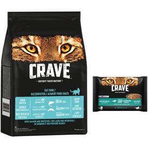 Crave Kat Droogvoer 7 kg  4x85g Crave natvoer - met Zalm & Witvis (7 kg)  Sauce met tonijn (4 x 85 g)