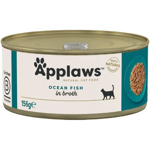 6x156g in Bouillon Zoutwatervis Applaws Kattenvoer