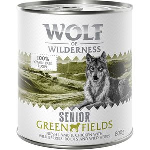 6x800g Senior Green Fields Lam & Kip Wolf of Wilderness Hondenvoer