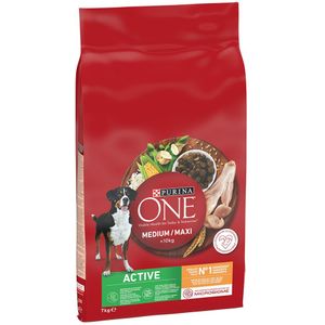 7kg Purina One Medium/Maxi Active Huhn Hundefutter trocken