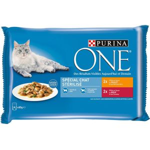 Purina ONE 4 x 85 g Kattenvoer - Sterilcat Kip und Rundvlees