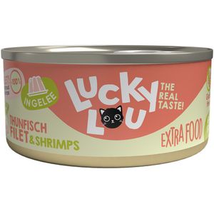 18x 70g Lucky Lou Extrafood in Gelei Tonijn & Garnalen kattenvoer Wet