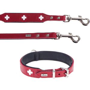 Hunter Set: Halsband Swiss maat 55  Hondenriem Swiss 2 m lang 1,8 cm breed