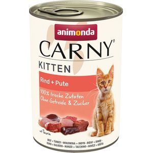 12 x 400 g Rund & Kalkoen Kitten animonda Carny kattenvoer