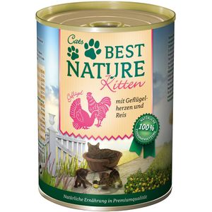 6x 400g Best Nature Kitten Gevogeltehartjes & Rijst natvoer voor katten