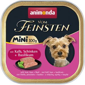 32x 100g Animonda vom Feinsten Adult Mini Met Kalf, Ham  Basilicum Hondenvoer Natvoer