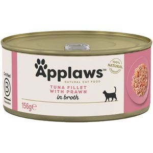 6x156g in Bouillon Tonijnfilet & Garnalen Applaws Kattenvoer