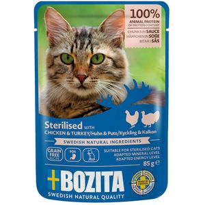 12x 85 g Bozita hapjes in saus Sterilised nat kattenvoer met gevogelte