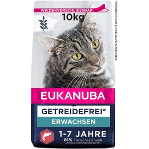 10kg Eukanuba Adult Graanvrij Rijk aan Zalm Droog Kattenvoer