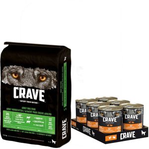 11,5kg Adult Droogvoer  6x400g Natvoer Crave Hondenvoer