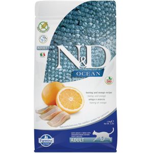 1,5kg N&D Ocean Graanvrij Haring en Sinaasappel Adult Farmina droog